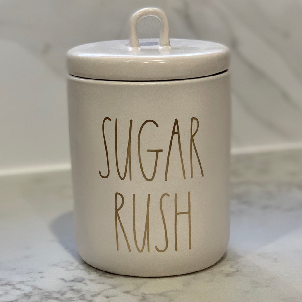 Rae Dunn SUGAR RUSH loop lid Canister. NEW